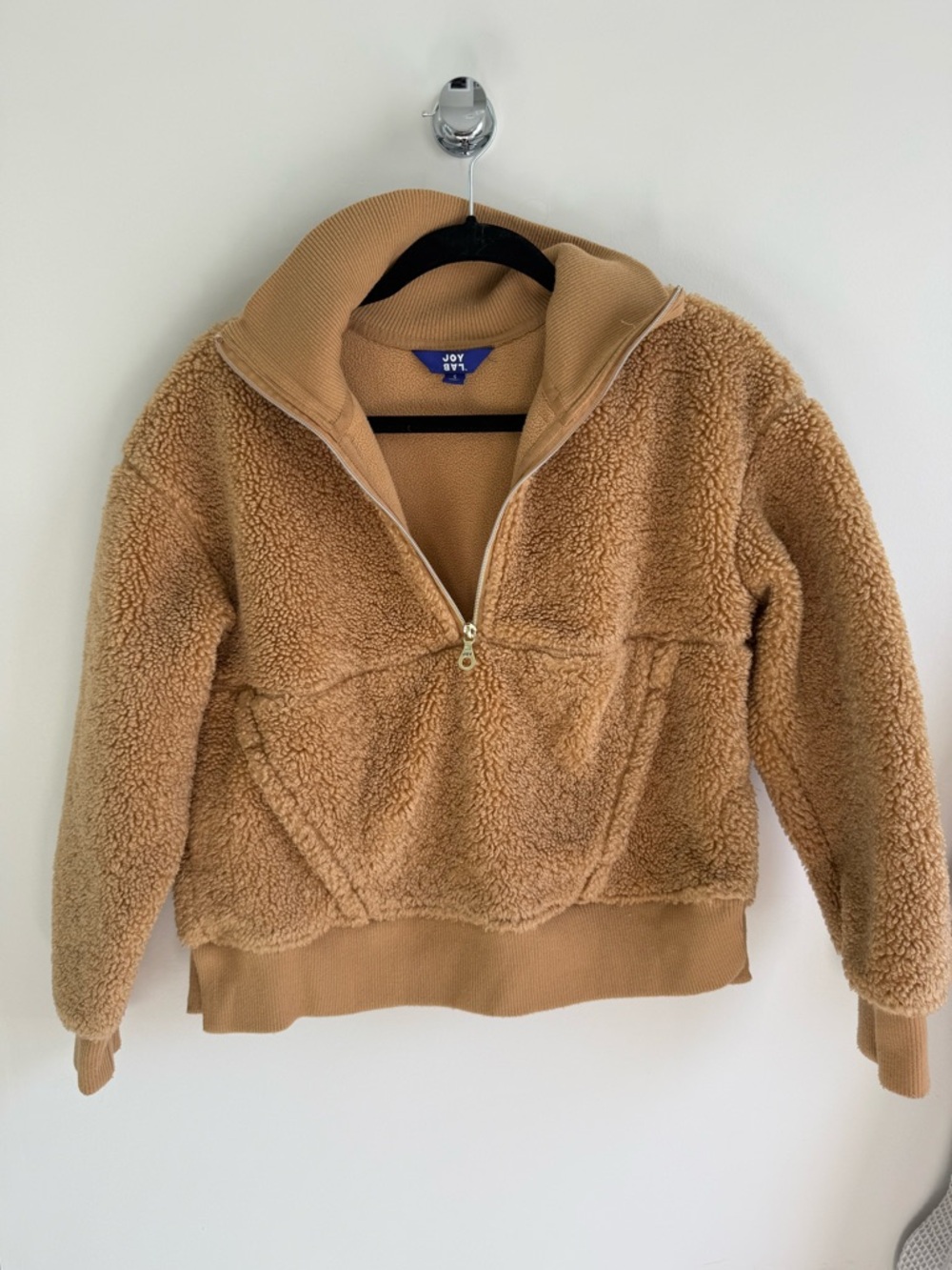 JoyLab Camel Sherpa Half-Zip Pullover Sz S